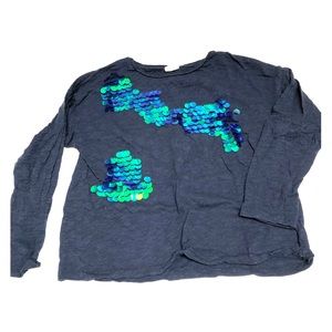 Zara Girls Grey Long-sleeved tee w/ paillettes